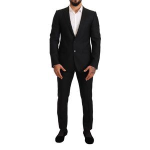 Dolce & Gabbana Black Wool Slim 2 Piece Set MARTINI Suit